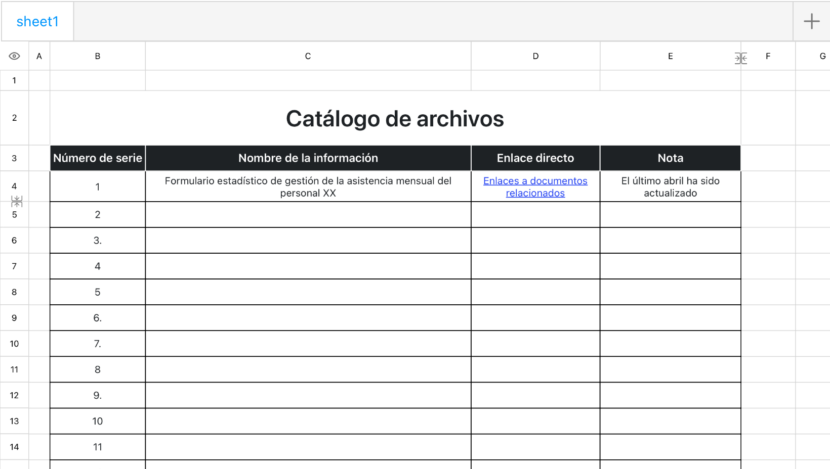 Catálogo de archivos